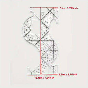 Quilting Template Free Motion Patchwork Quilt Ruler Dressmaking DIY 8x4.2'' - Jason Shop Fittings