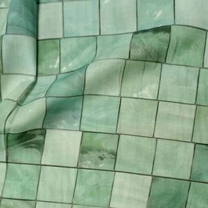 WATER GREEN TILE LINEN FABRIC -CHBY.GT/| PRICED PER METER - Jason Shop Fittings