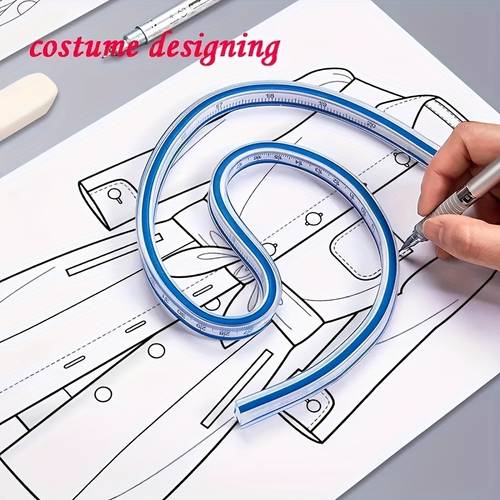 sourcing map Flexible Ruler 24 Inch 60cm Curve Ruler for Engineering Drawing, Design Graphics, Garment Design