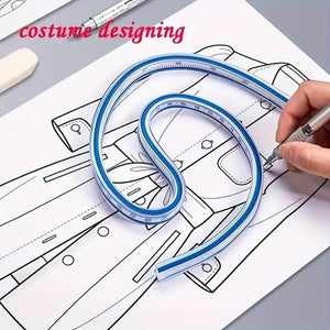sourcing map Flexible Ruler 24 Inch 60cm Curve Ruler for Engineering Drawing, Design Graphics, Garment Design