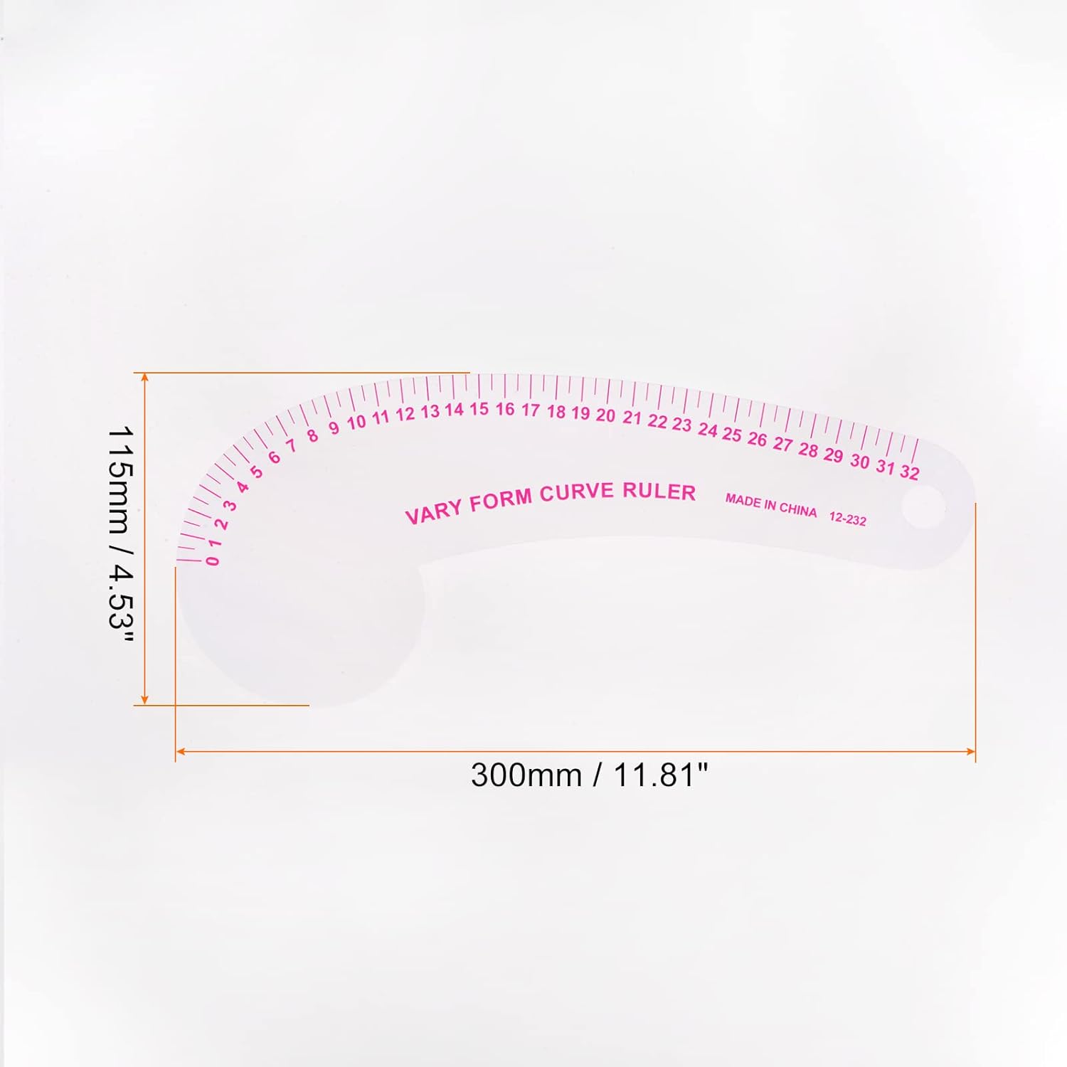 sourcing map Styling Sewing French Curve Ruler, 30x11.5cm Dress Makers Ruler Clear Sewing Tailors Pattern Making Ruler for Fashion Design and Guides for Fabric - Jason Shop Fittings