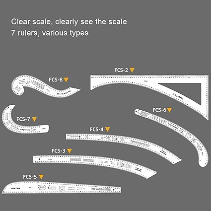 HOHXFYP French Curve Ruler, High Accuracy Clear Sewing Ruler Tailor Set ...