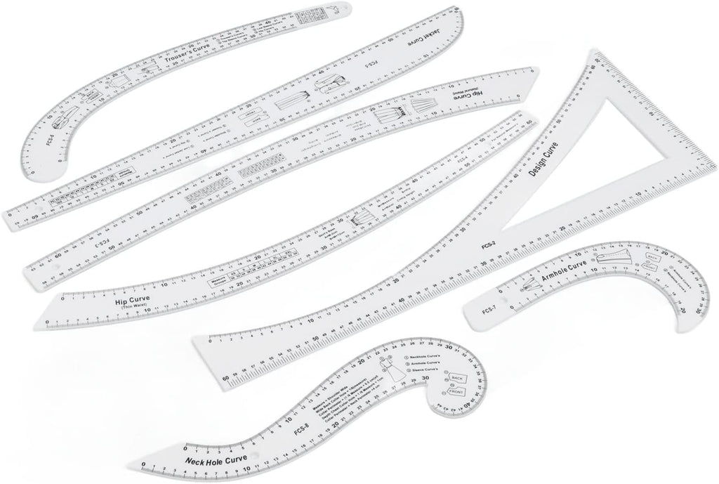 HOHXFYP  French Curve Ruler, High Accuracy Clear Sewing Ruler Tailor Set,Durable Acrylic Sewing Pattern Making Tools for Pattern Making,Drafting,Drawing and Pattern Modification - Jason Shop Fittings