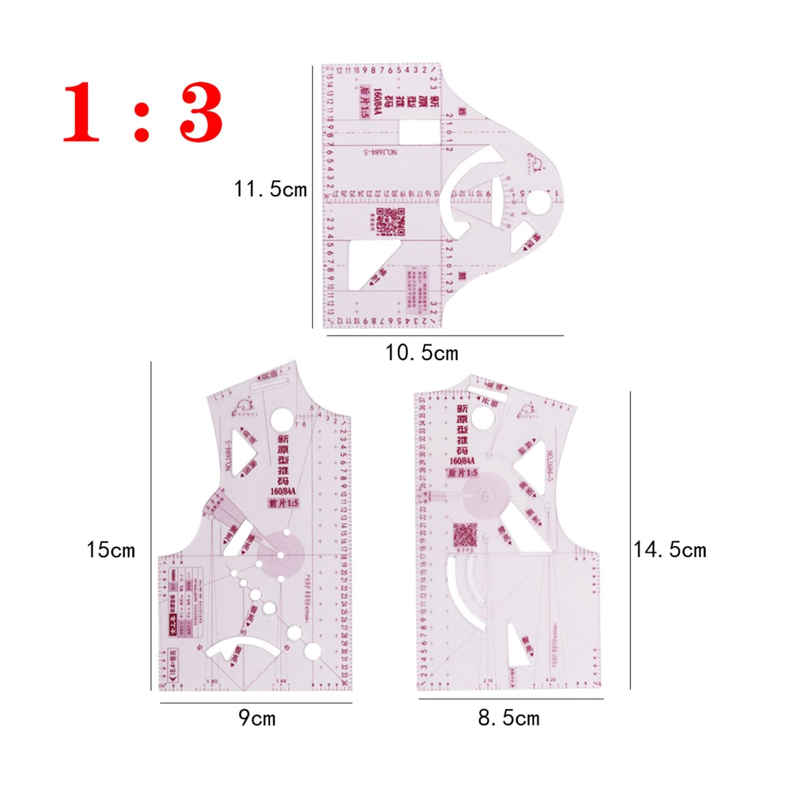 9-Piece Sewing Ruler Set - Clear PVC French Curve Rulers With Inch/Metric Scales For Quilting, Tailoring & Crafting