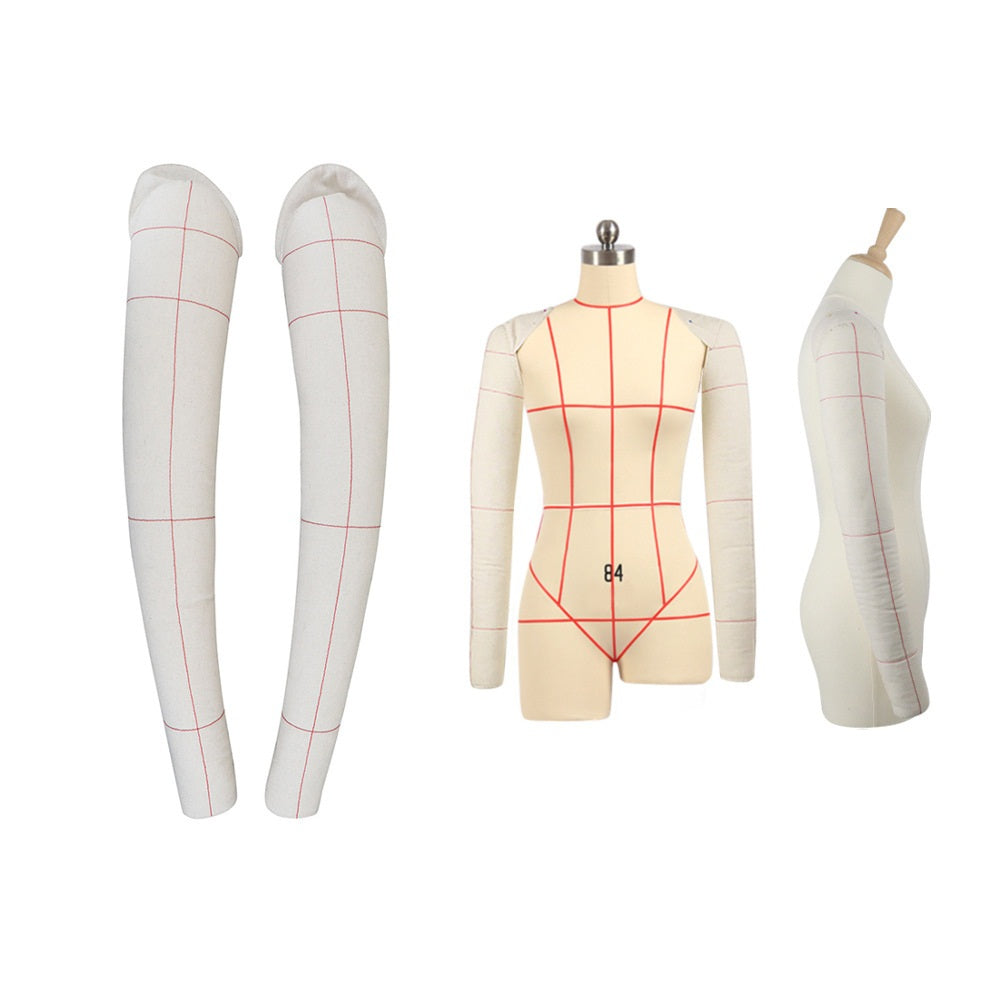 Dress Form's Long Sleeve Cotton Fabric Tailor Mannequin Arms for Pattern Draping Beige