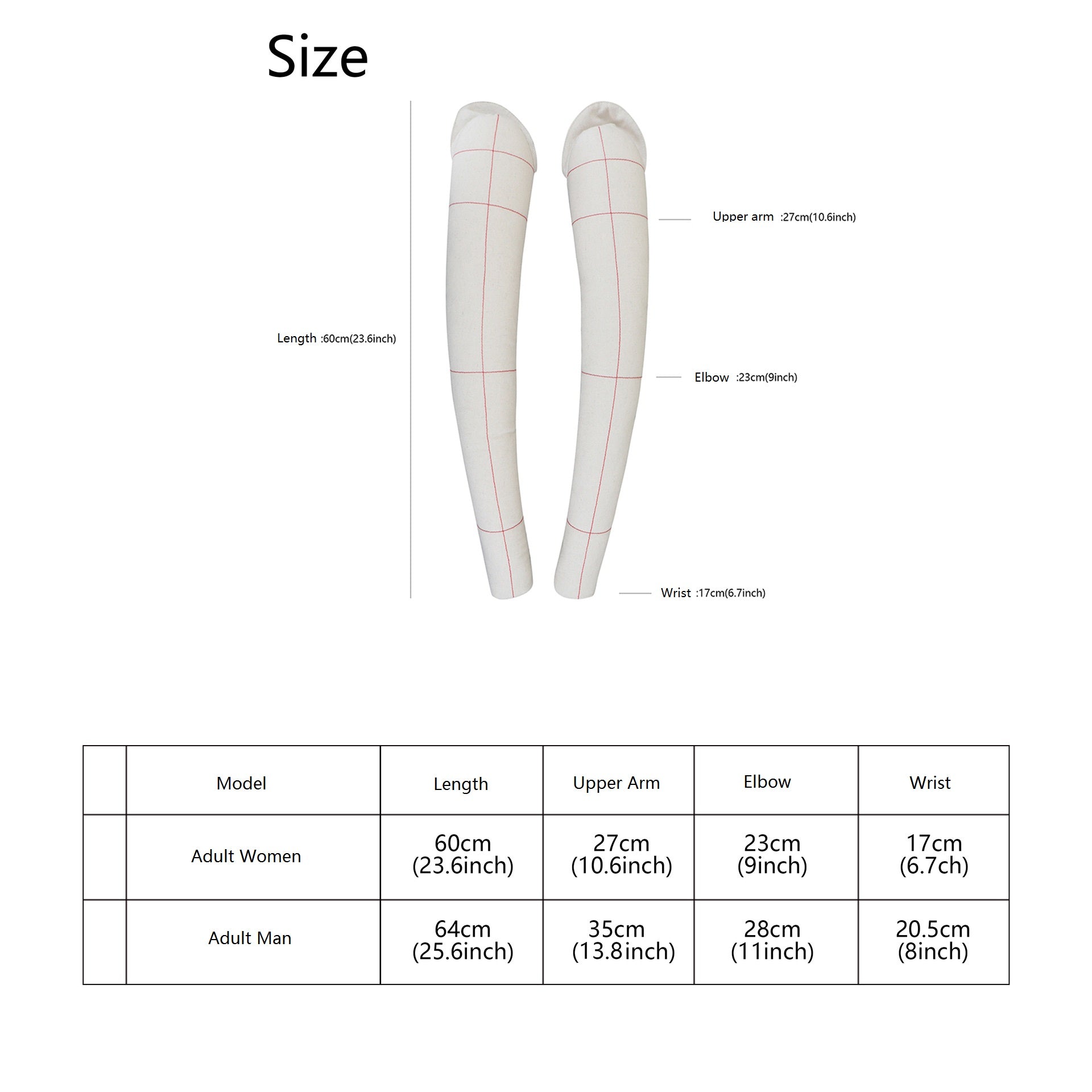 Dress Form's Long Sleeve Cotton Fabric Tailor Mannequin Arms for Pattern Draping Beige