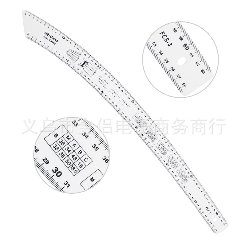 Sewing Measurement Professional Tailor Craft Tool Clothing Model Tailor Ruler Built-in Scale Drawing Ruler