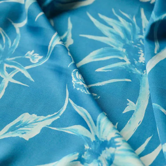 ANANAS BLUE TENCEL LINEN PIQUE/PRICED PER METER - Jason Shop Fittings