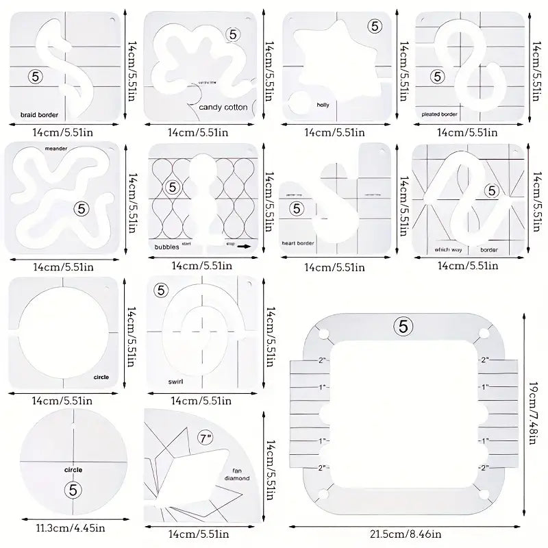 Sewing Patchwork Ruler Quilting Templates Sewing Stencils Acrylic DIY Patchwork