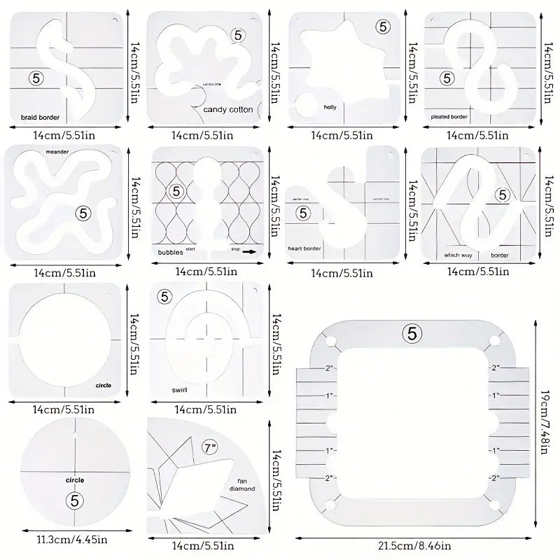 Sewing Patchwork Ruler Quilting Templates Sewing Stencils Acrylic DIY Patchwork - Jason Shop Fittings
