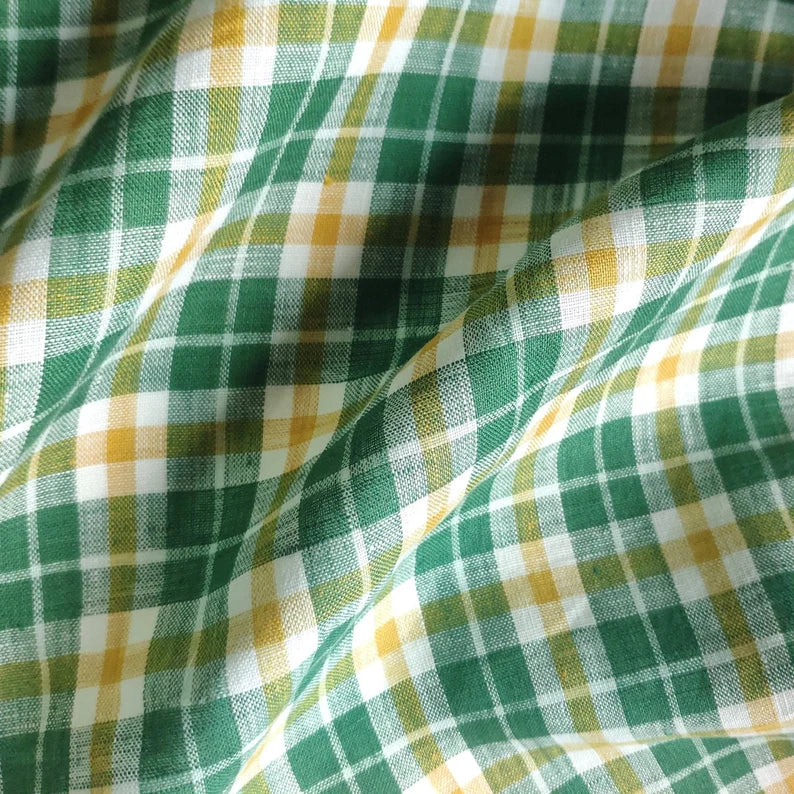 Yarn dyed Japanese linen checker fabric | PRICED PER METER