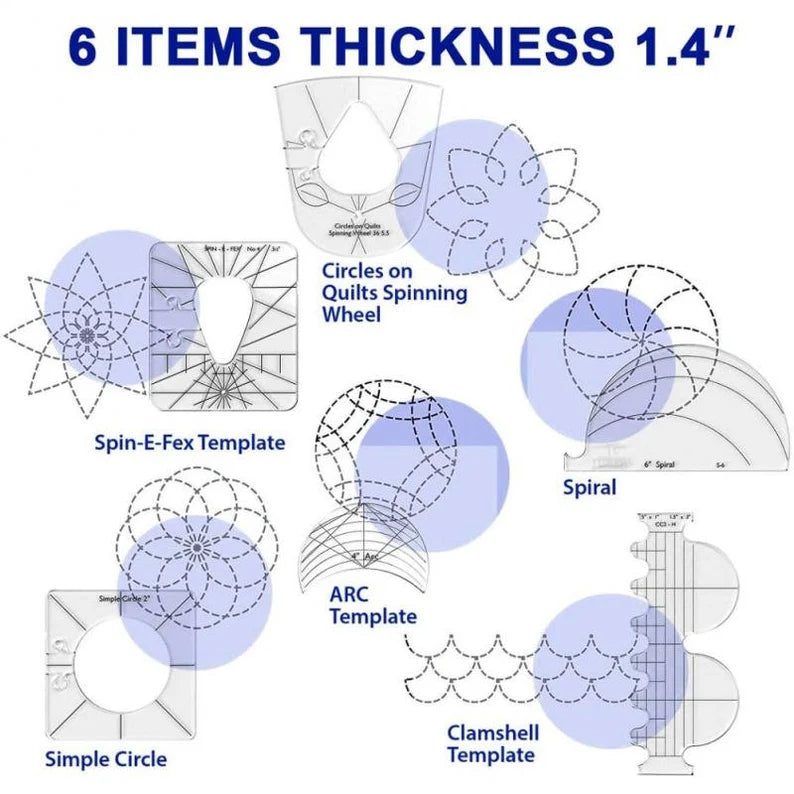 Sewing Templates, 6Pcs, Multiple Sizes, Acrylic Ruler, Multifunction Embroidery Quilting, Darning Foot, Beginners Kits, Craft Patchwork Tool - Jason Shop Fittings