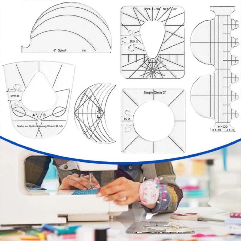 Sewing Templates, 6Pcs, Multiple Sizes, Acrylic Ruler, Multifunction Embroidery Quilting, Darning Foot, Beginners Kits, Craft Patchwork Tool - Jason Shop Fittings