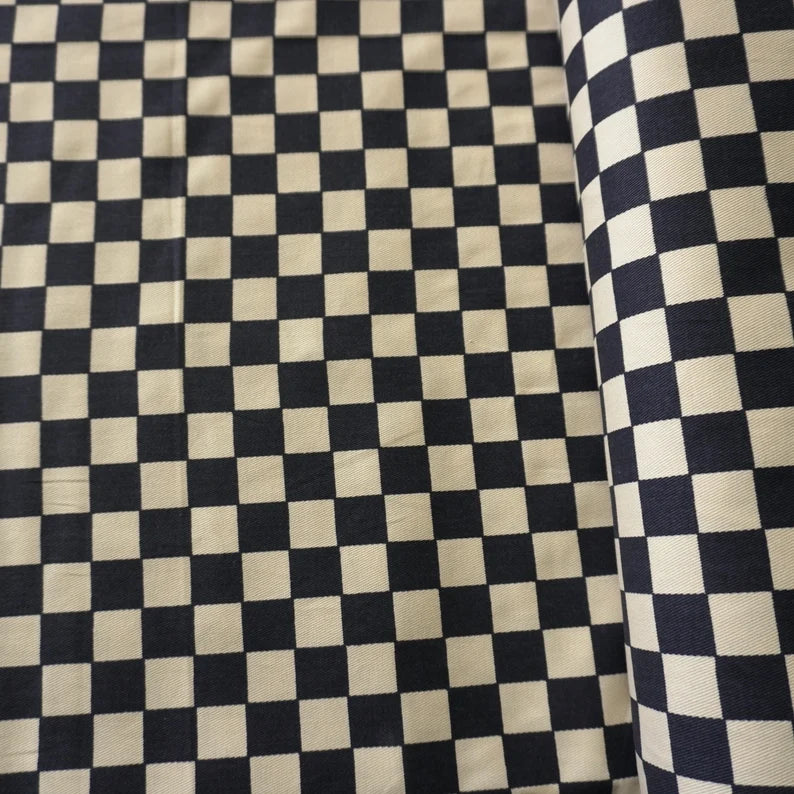 Cotton Canvas Checker board - black | PRICED PER METER - Jason Shop Fittings