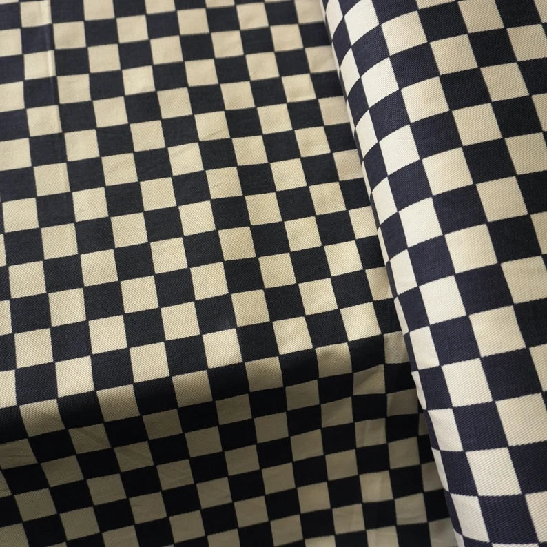 Cotton Canvas Checker board - black | PRICED PER METER - Jason Shop Fittings