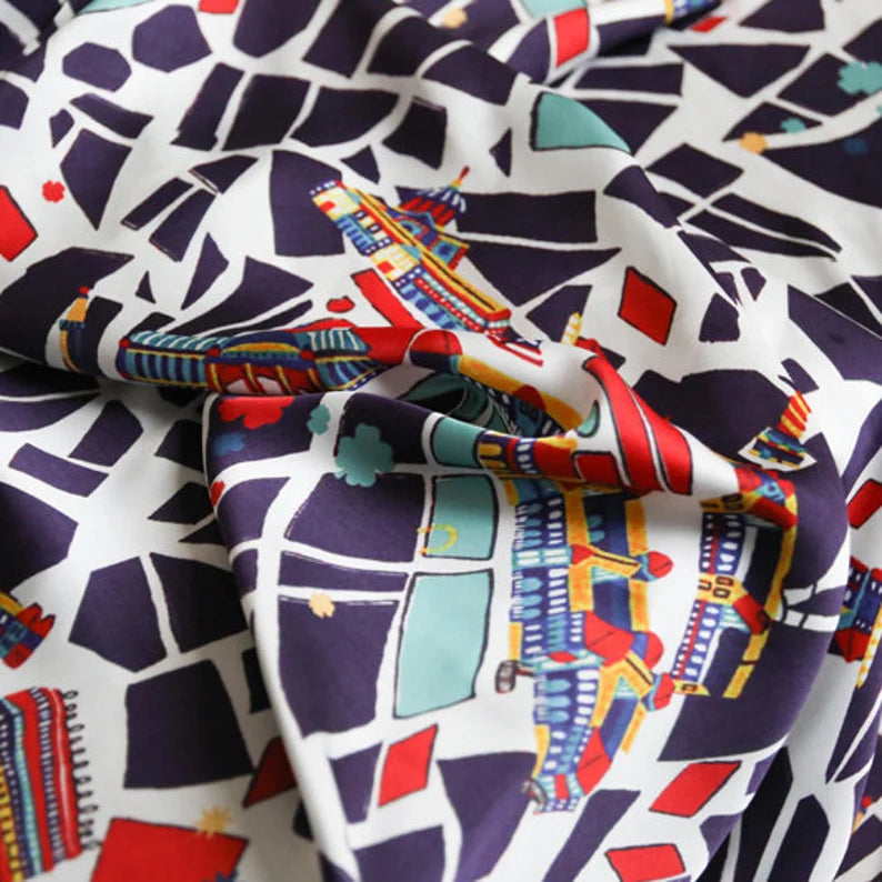 Paris cupro satin print fabric | PRICED PER METER - Jason Shop Fittings