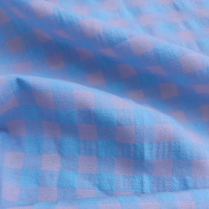 Yarn Died 3-Color Cotton Gingham Bubble - Light Pink and Blue | PRICED PER METER