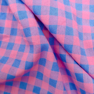 Yarn Died 3-Color Cotton Gingham Bubble - Vivid Pink and Blue | PRICED PER METER - Jason Shop Fittings