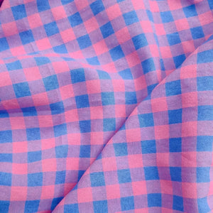 Yarn Died 3-Color Cotton Gingham Bubble - Vivid Pink and Blue | PRICED PER METER - Jason Shop Fittings