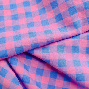 Yarn Died 3-Color Cotton Gingham Bubble - Vivid Pink and Blue | PRICED PER METER - Jason Shop Fittings