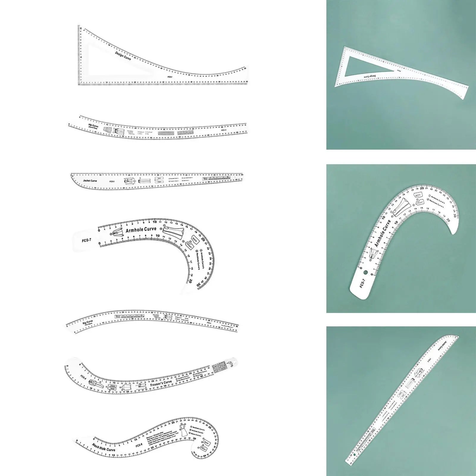 HOHXFYP  French Curve Ruler, High Accuracy Clear Sewing Ruler Tailor Set,Durable Acrylic Sewing Pattern Making Tools for Pattern Making,Drafting,Drawing and Pattern Modification - Jason Shop Fittings